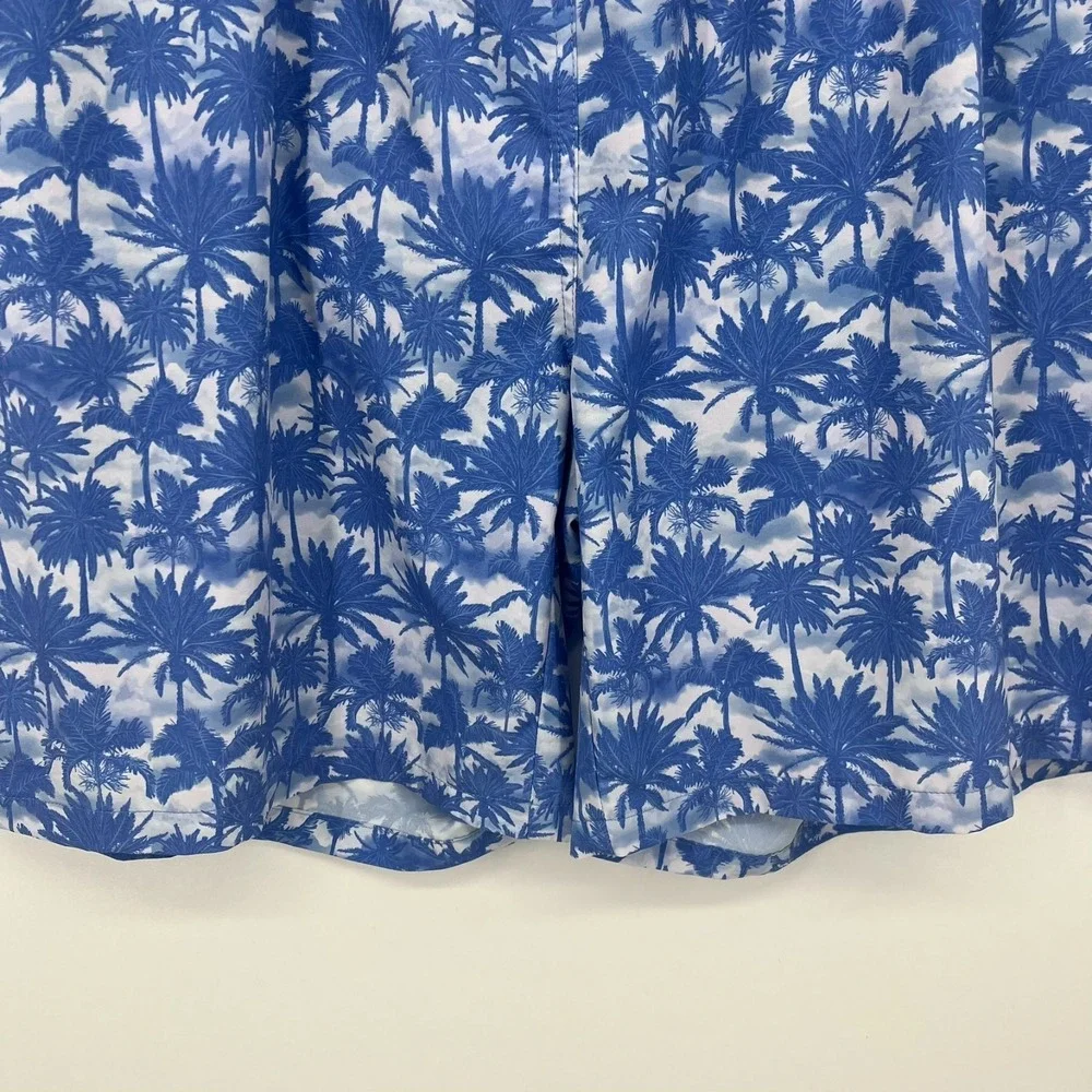 Peter Millar Seaside Swim Trunks‎ Men's 2XL Blue Palm Trees Elastic Waist